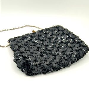 Vintage Black Sequin Clutch